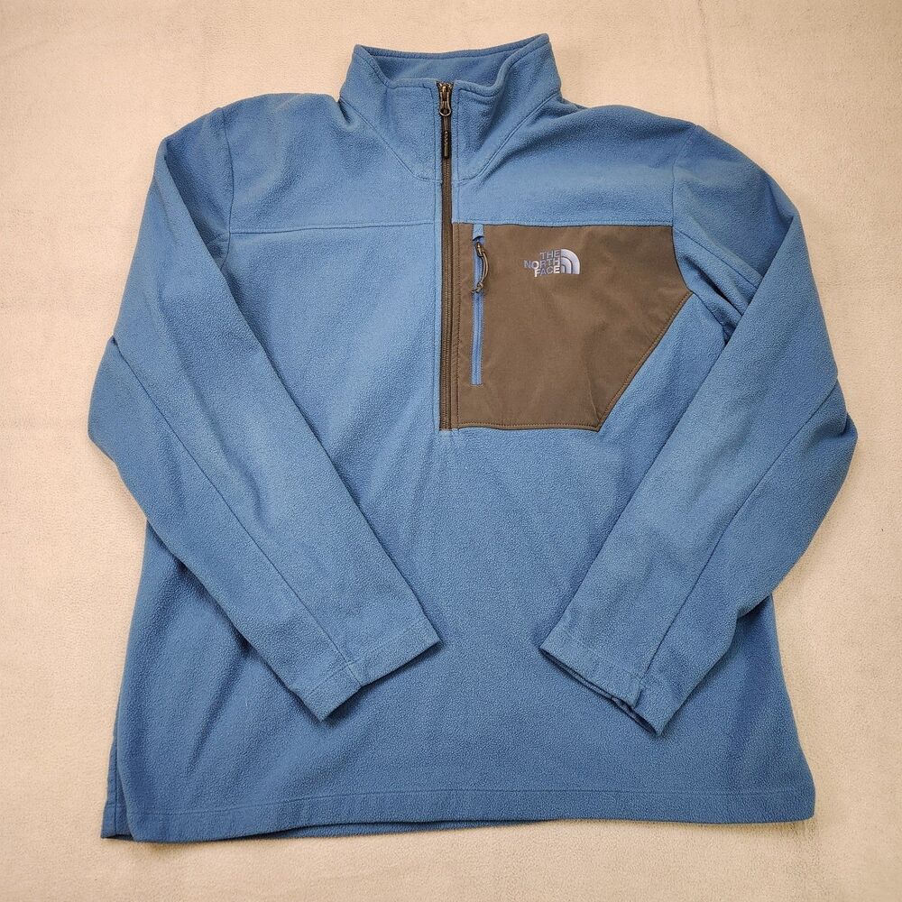 The North Face Fleece 1/4 Zip Pullover Men's XL Blue Long Sleeve Pocket‎ Outdoor